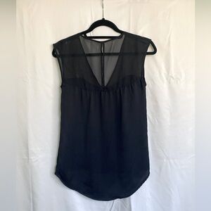 Elegant Black Sheer and Satin Blouse